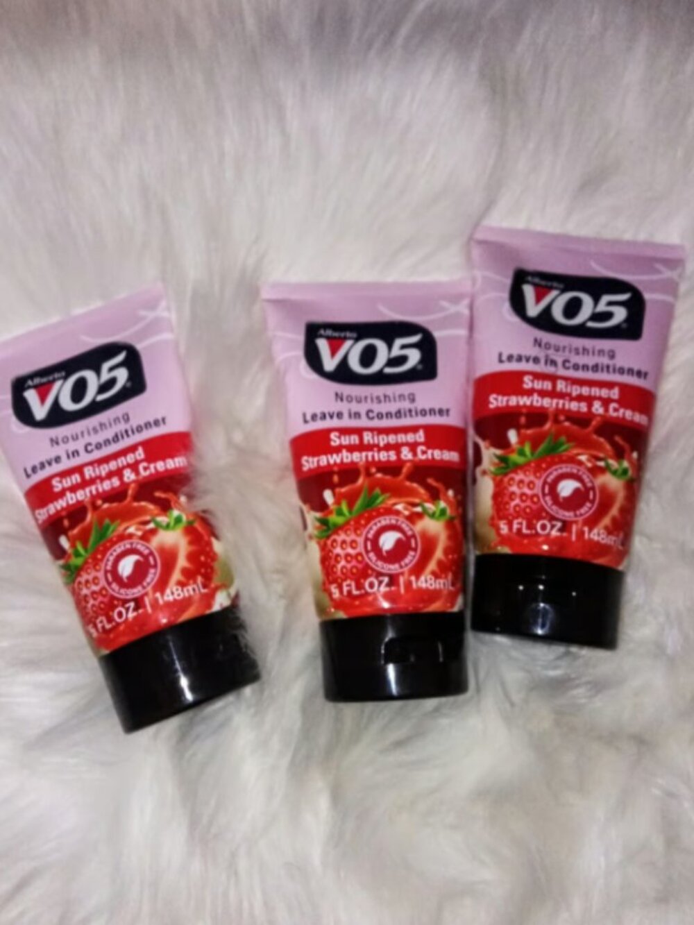 3pk Alberto V05 Leave in Conditioner Sun Ripened Strawberries and Cream